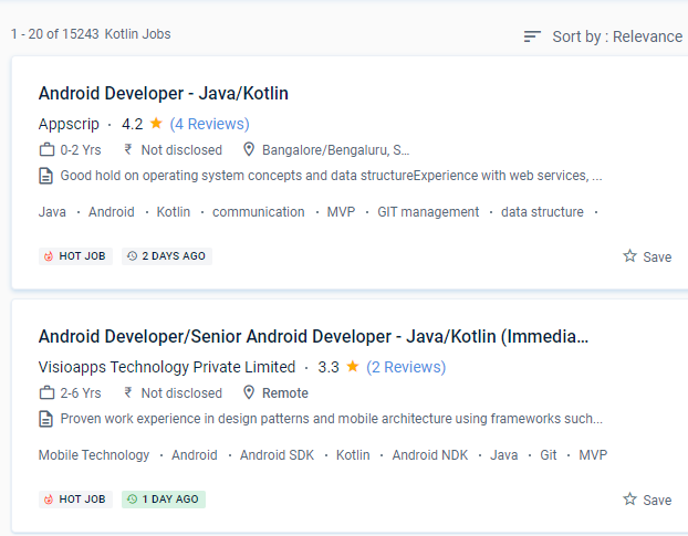 Android internship jobs in Uae