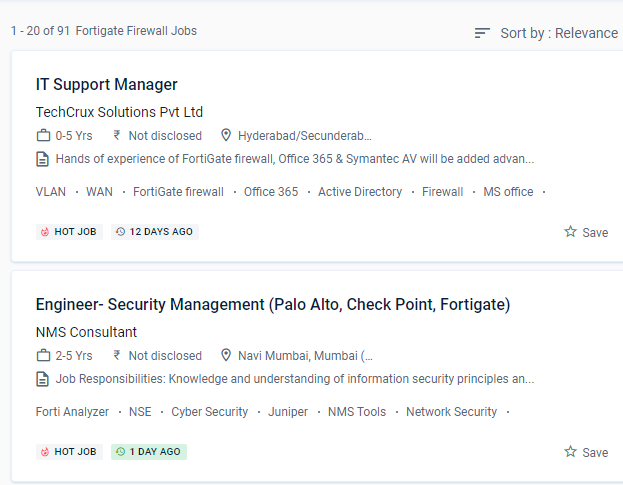 Fortinet Firewall internship jobs in Fujairah
