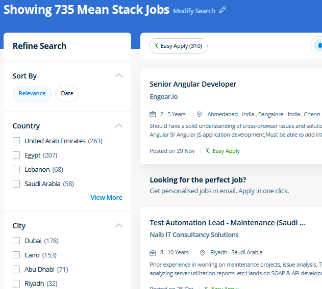 Mean Stack Development internship jobs in Dubai