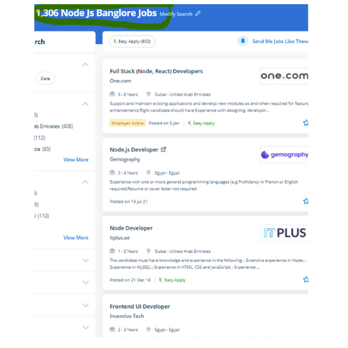 Node JS internship jobs in Sharjah